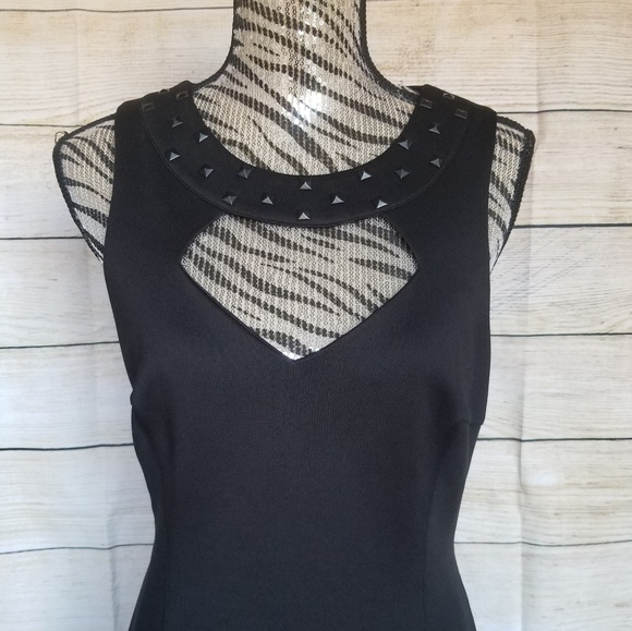 Guess- black studded bodycon cutout dress size 14 - Picture 3 of 8